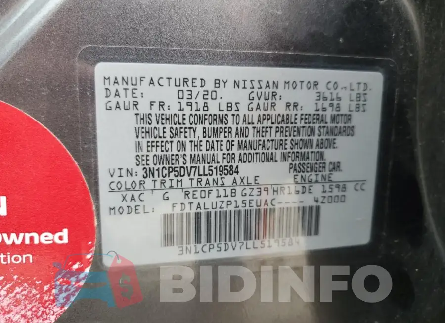 3N1CP5DV7LL519584 Photo# 13