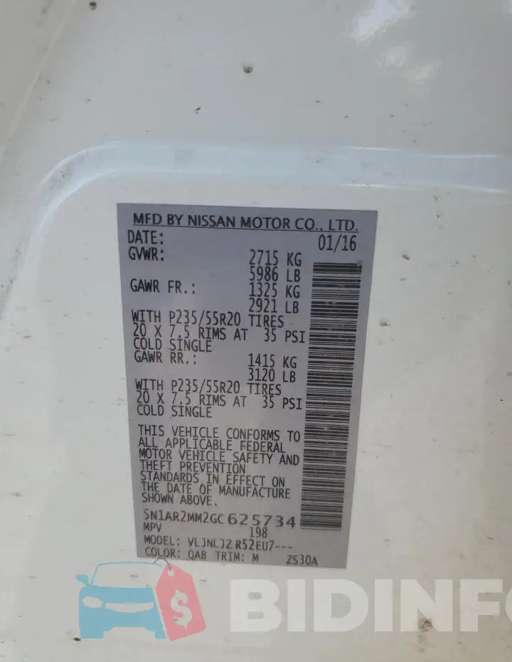 5N1AR2MM2GC625734 Photo# 14