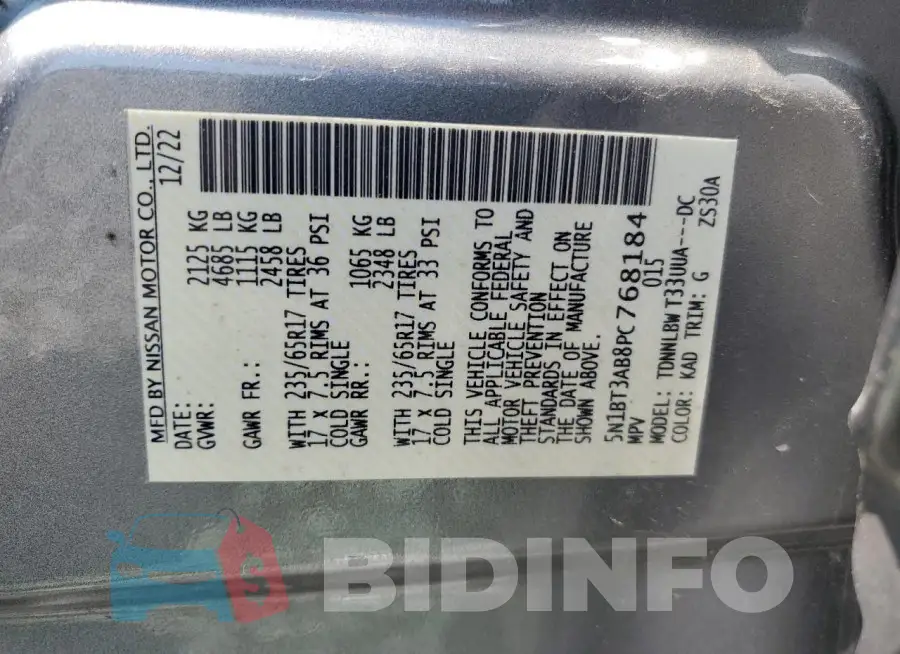 5N1BT3AB8PC768184 Photo# 14