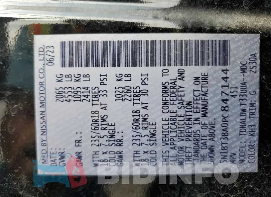 5N1BT3BA0PC847144 Photo# 13