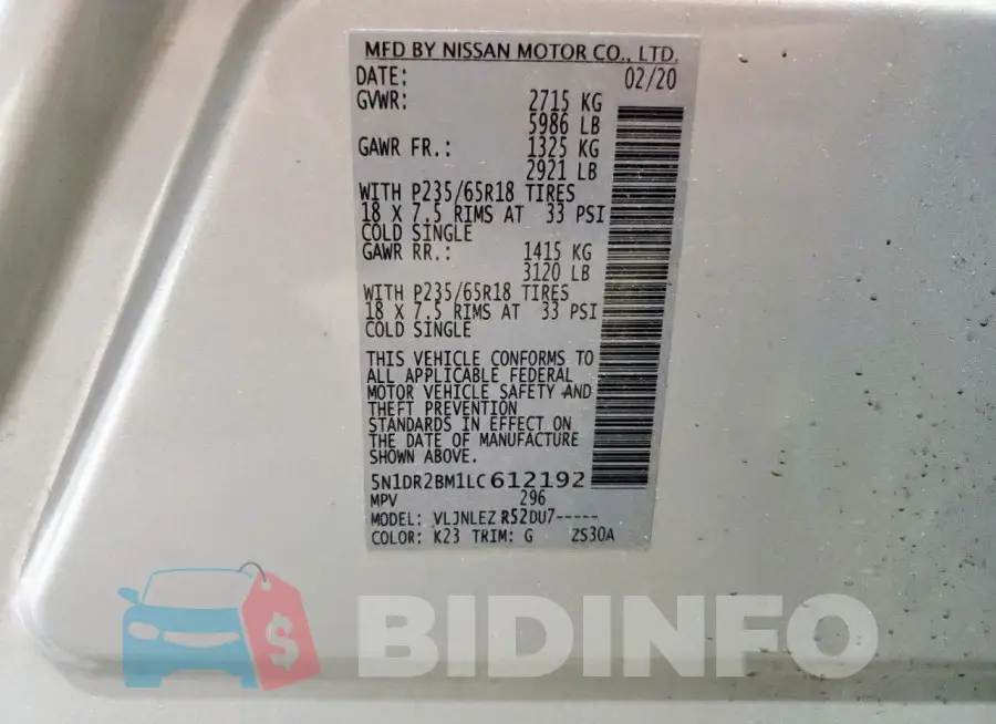5N1DR2BM1LC612192 Photo# 14