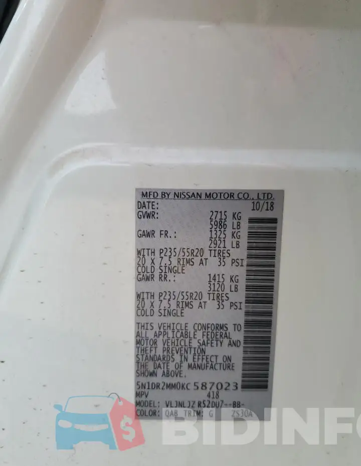 5N1DR2MM0KC587023 Photo# 14