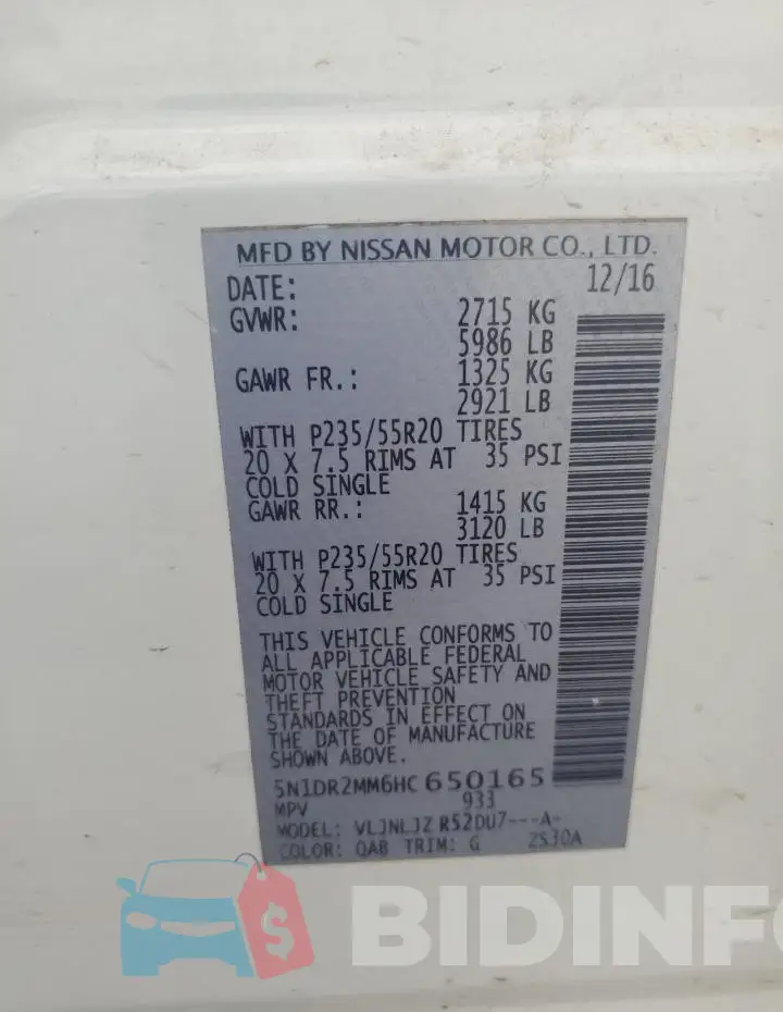 5N1DR2MM6HC650165 Photo# 14