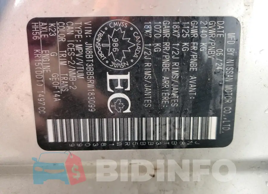 JN8BT3BB5RW183099 Photo# 14