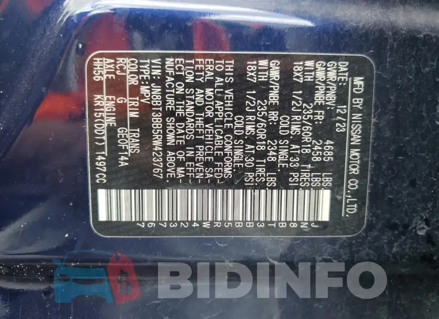 JN8BT3BB5RW423767 Photo# 14