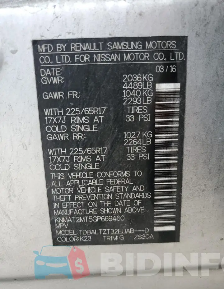 KNMAT2MT5GP669460 Photo# 13