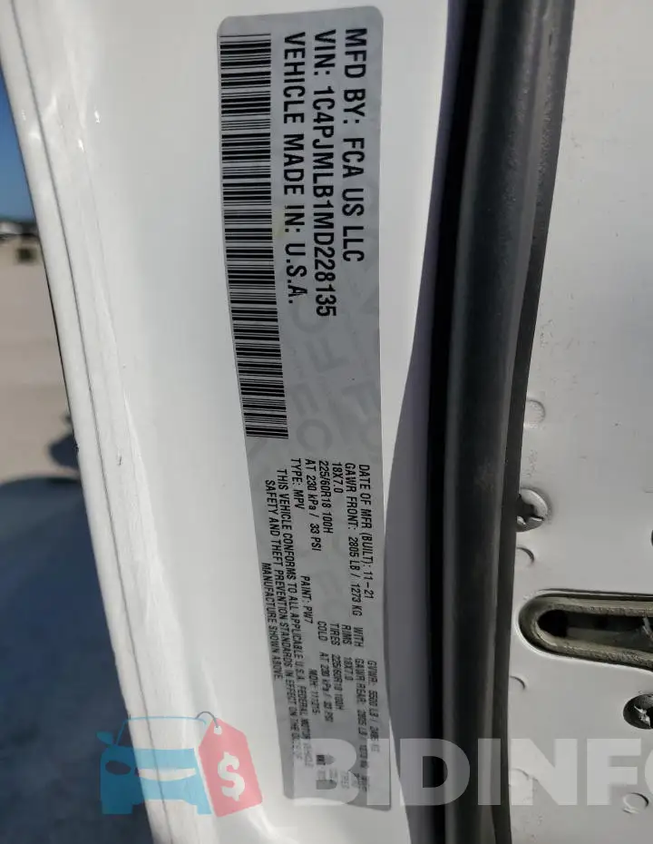 1C4PJMLB1MD228135 Photo# 14
