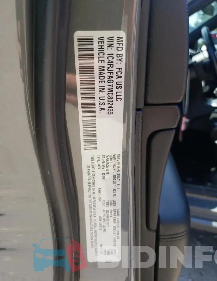 1C4RJFAG7MC802455 Photo# 12
