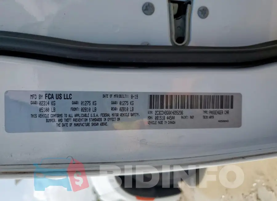 2C3CDXBG6KH695236 Photo# 12