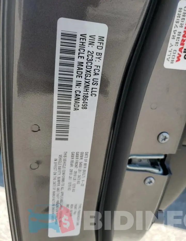 2C3CDXGJXNH186498 Photo# 13