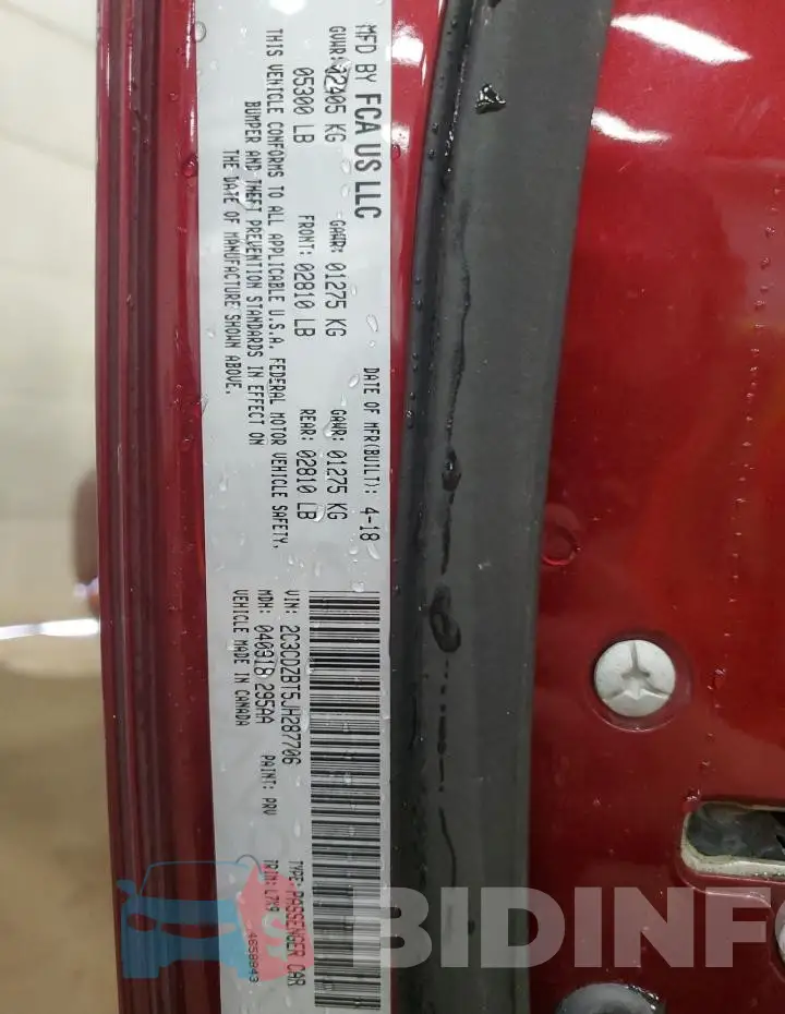 2C3CDZBT5JH287706 Photo# 12