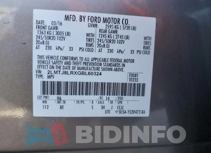 2LMTJ8LRXGBL60324 Photo# 13