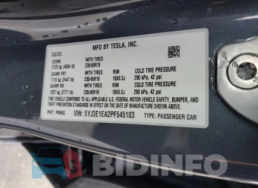 5YJ3E1EA2PF545103 Photo# 12
