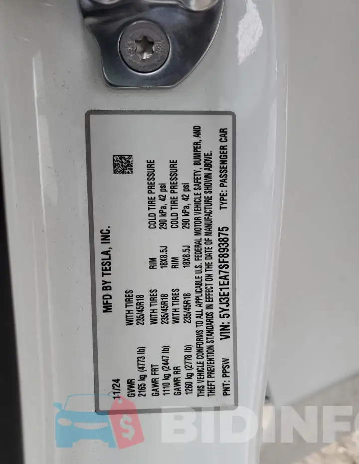 5YJ3E1EA7SF893875 Photo# 12