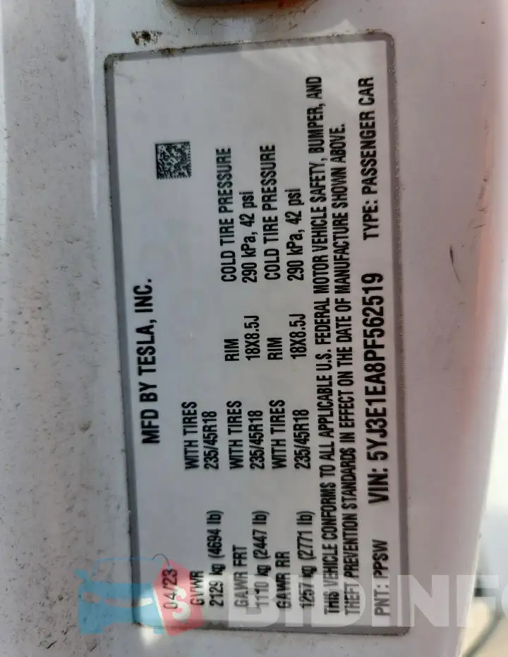 5YJ3E1EA8PF562519 Photo# 12