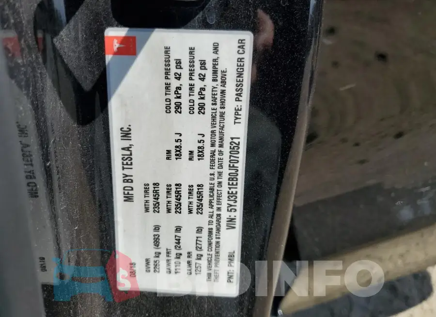 5YJ3E1EB0JF070521 Photo# 12