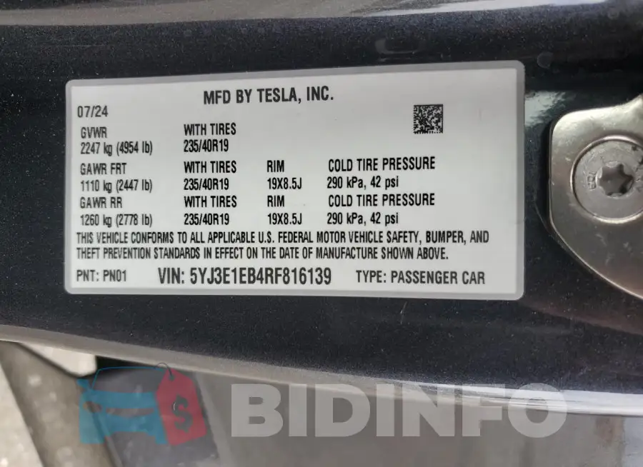 5YJ3E1EB4RF816139 Photo# 13