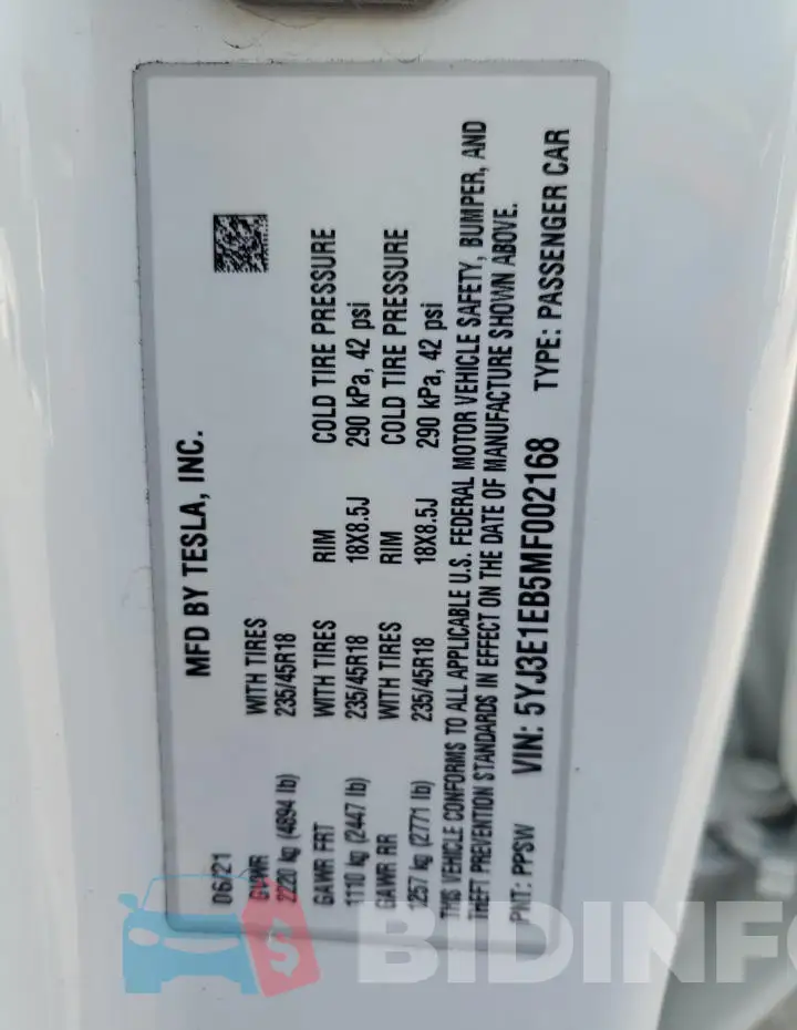 5YJ3E1EB5MF002168 Photo# 12