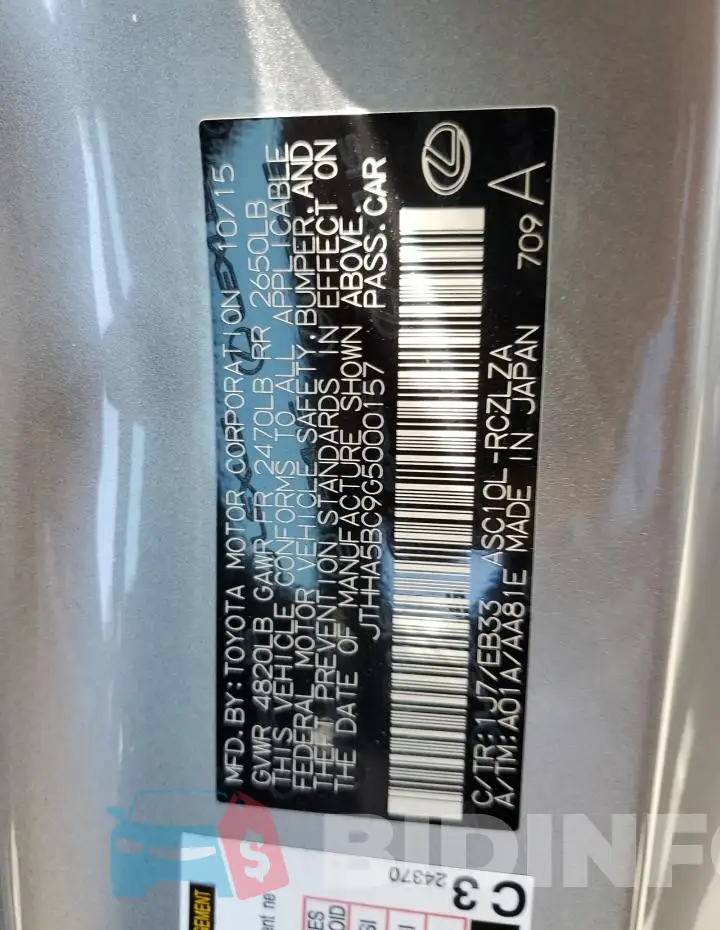 JTHHA5BC9G5000157 Photo# 12