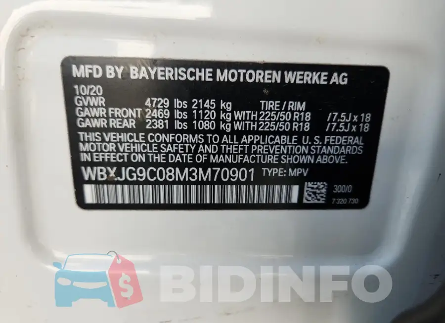 WBXJG9C08M3M70901 Photo# 14