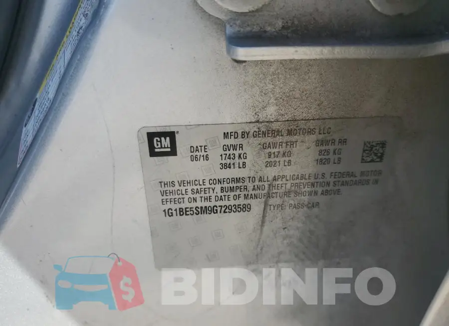 1G1BE5SM9G7293589 Photo# 12
