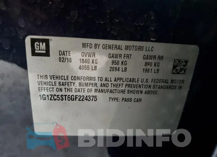 1G1ZC5ST6GF224375 Photo# 13