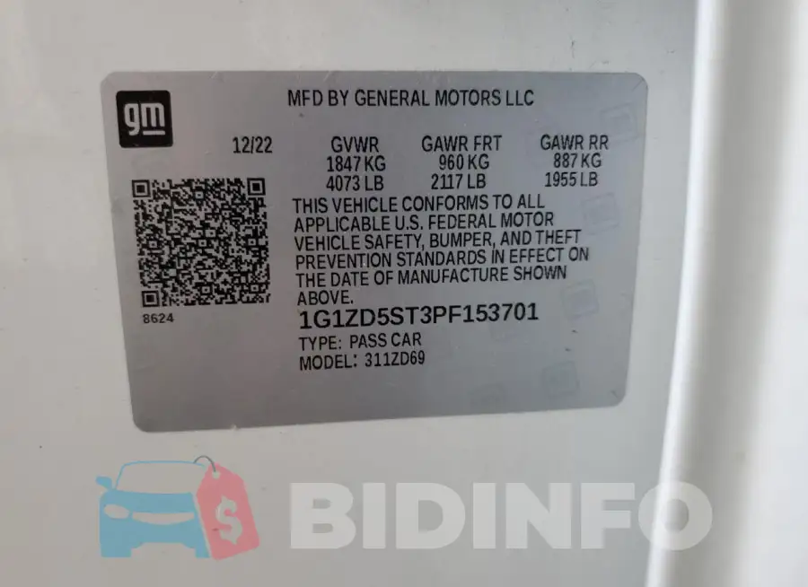 1G1ZD5ST3PF153701 Photo# 13