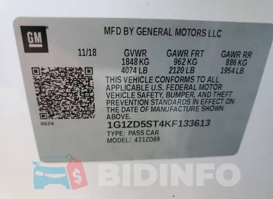 1G1ZD5ST4KF133613 Photo# 13