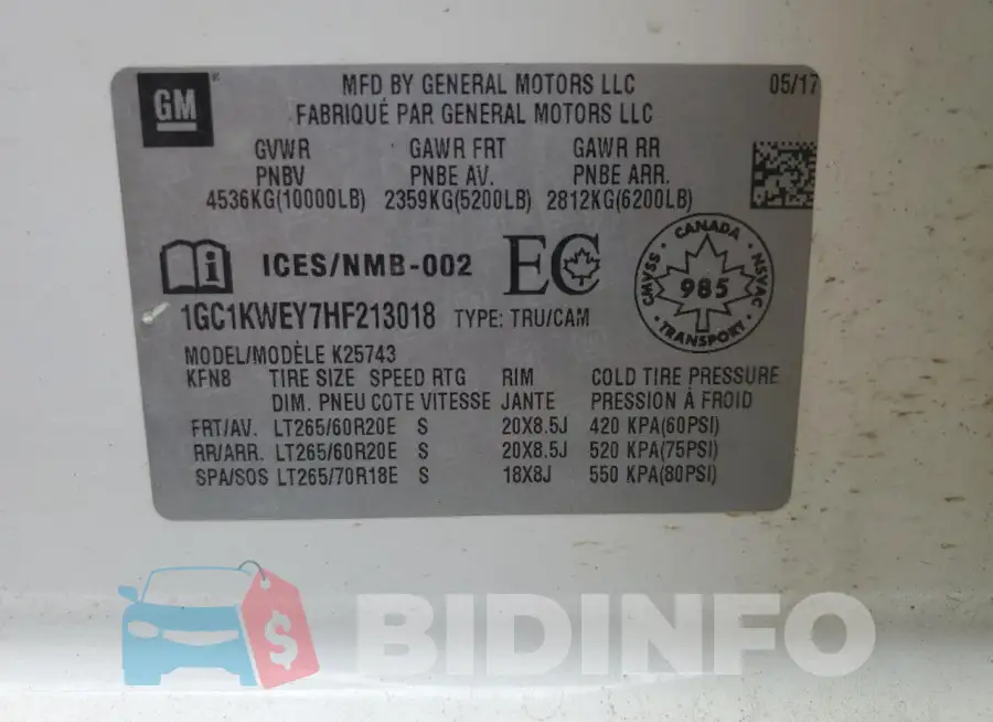 1GC1KWEY7HF213018 Photo# 12