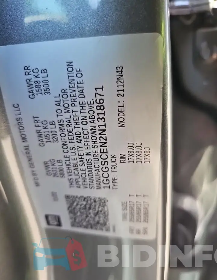 1GCGSCEN2N1318671 Photo# 13