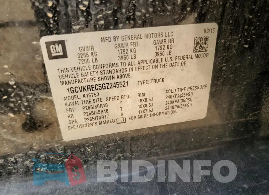 1GCVKREC5GZ245521 Photo# 12
