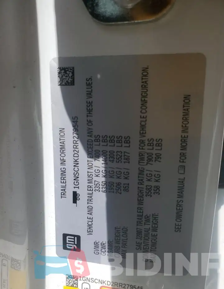 1GNSCNKD2RR279545 Photo# 13