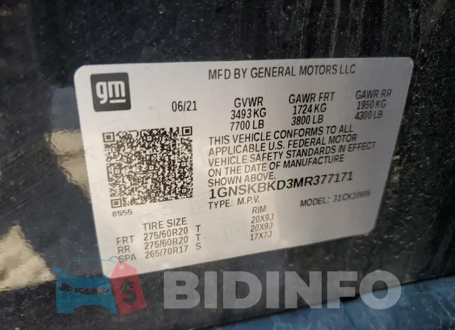 1GNSKBKD3MR377171 Photo# 14
