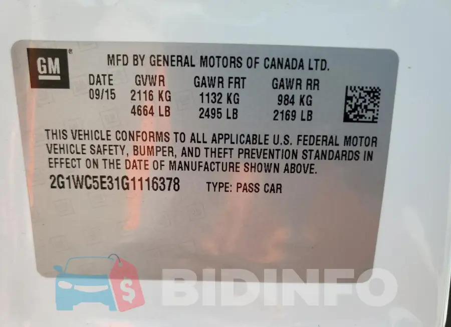 2G1WC5E31G1116378 Photo# 12