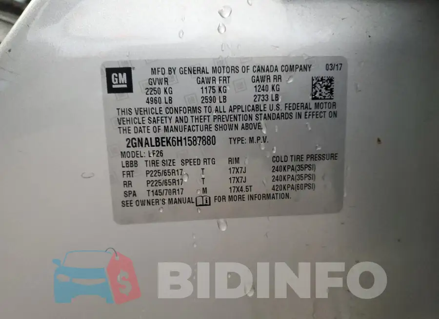 2GNALBEK6H1587880 Photo# 13