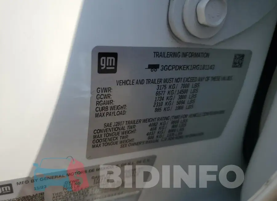 3GCPDKEK1RG181143 Photo# 12