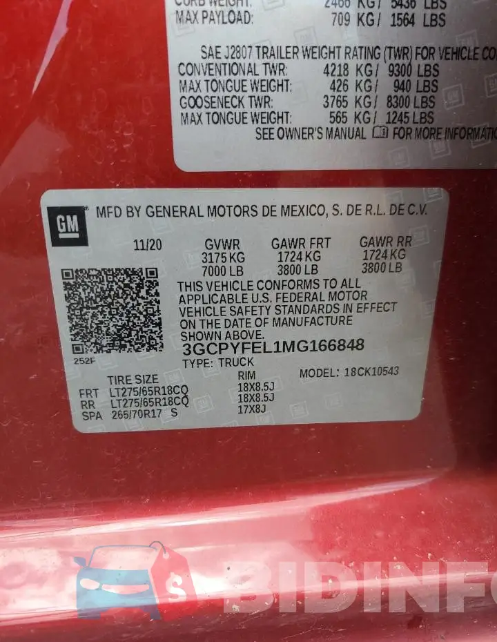 3GCPYFEL1MG166848 Photo# 12