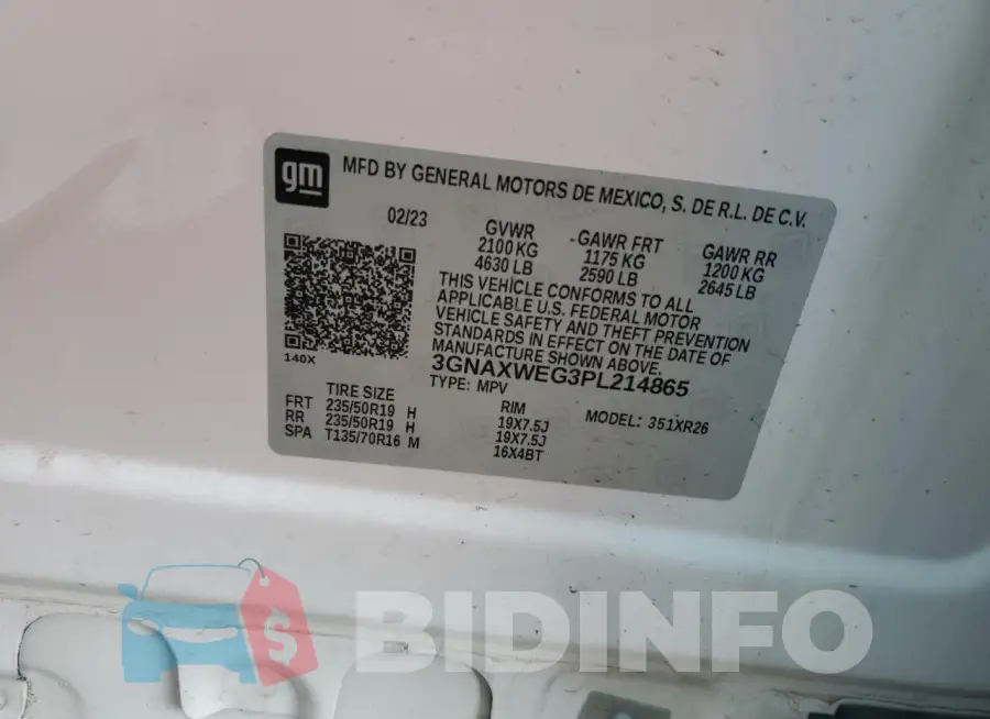 3GNAXWEG3PL214865 Photo# 14