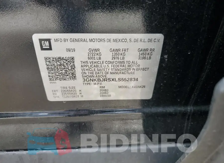 3GNKBJRSXLS552834 Photo# 14