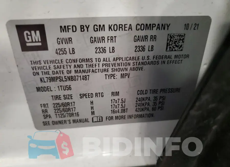 KL79MPSL5NB071487 Photo# 13