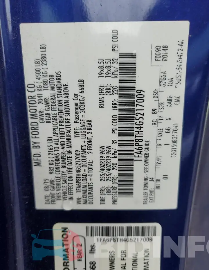 1FA6P8TH4G5217009 Photo# 12