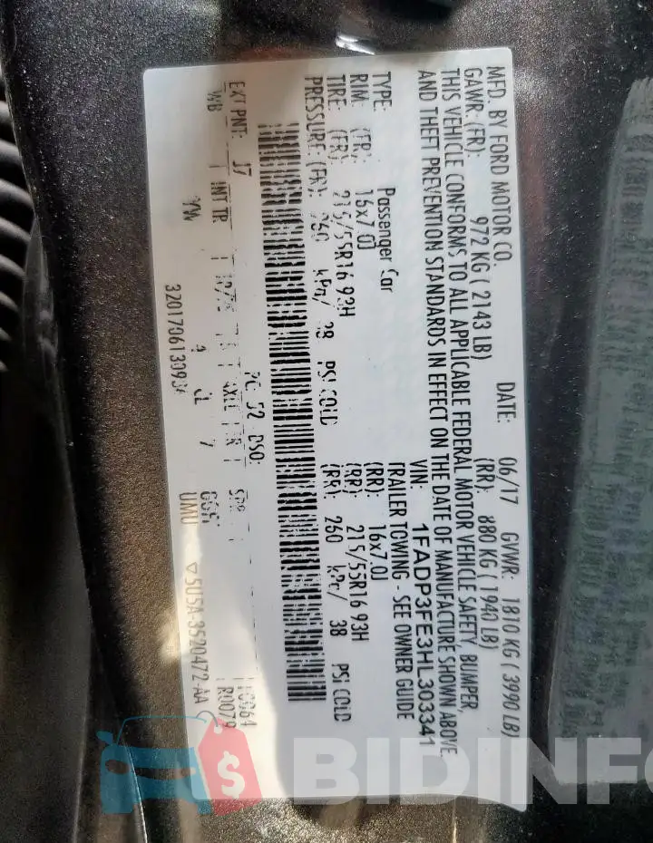 1FADP3FE3HL303341 Photo# 14