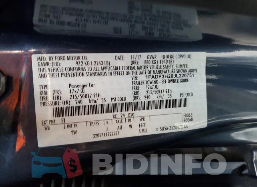 1FADP3H20JL220751 Photo# 12