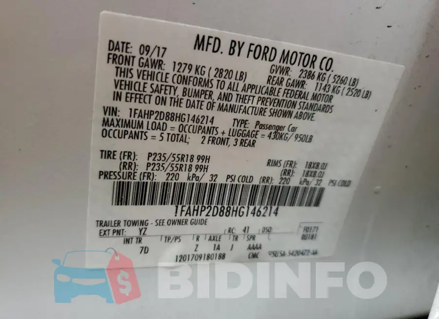 1FAHP2D88HG146214 Photo# 12