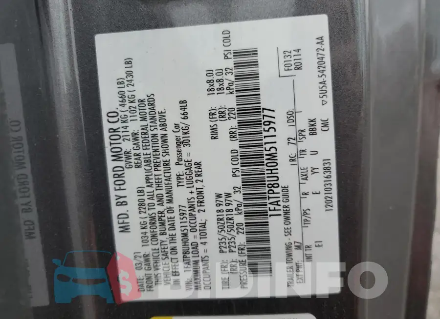 1FATP8UH0M5115977 Photo# 12