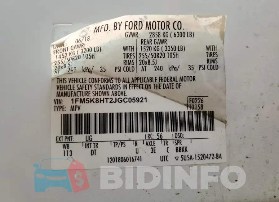 1FM5K8HT2JGC05921 Photo# 14