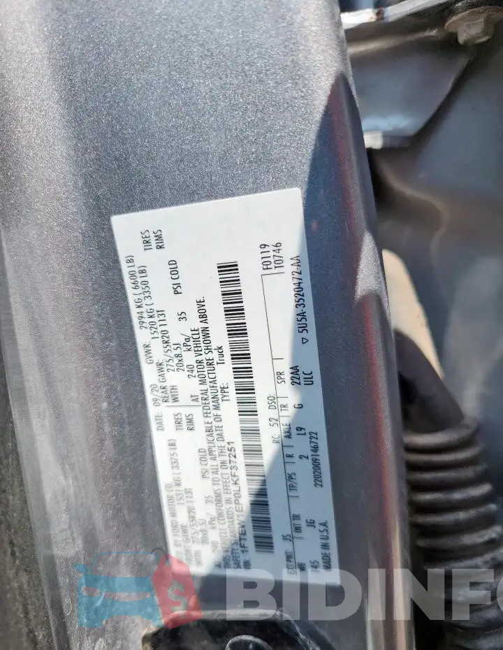 1FTEW1EP0LKF37251 Photo# 12