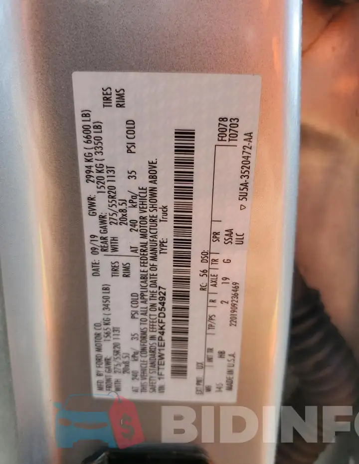 1FTEW1EP4KFD54927 Photo# 13