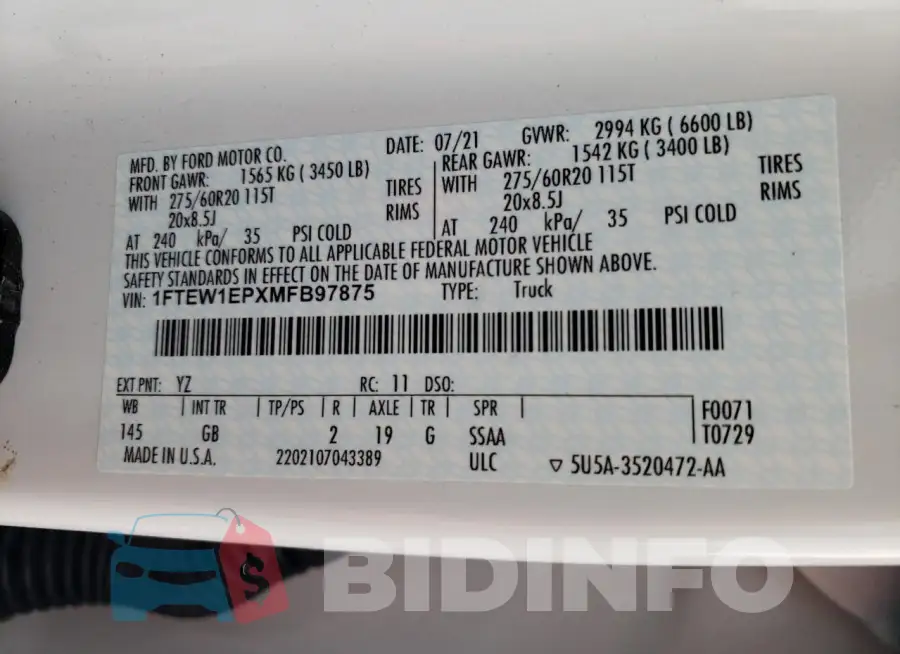 1FTEW1EPXMFB97875 Photo# 12