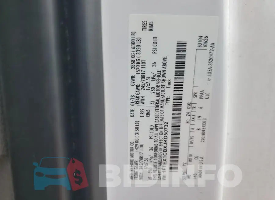 1FTEX1CBXJKD50732 Photo# 12